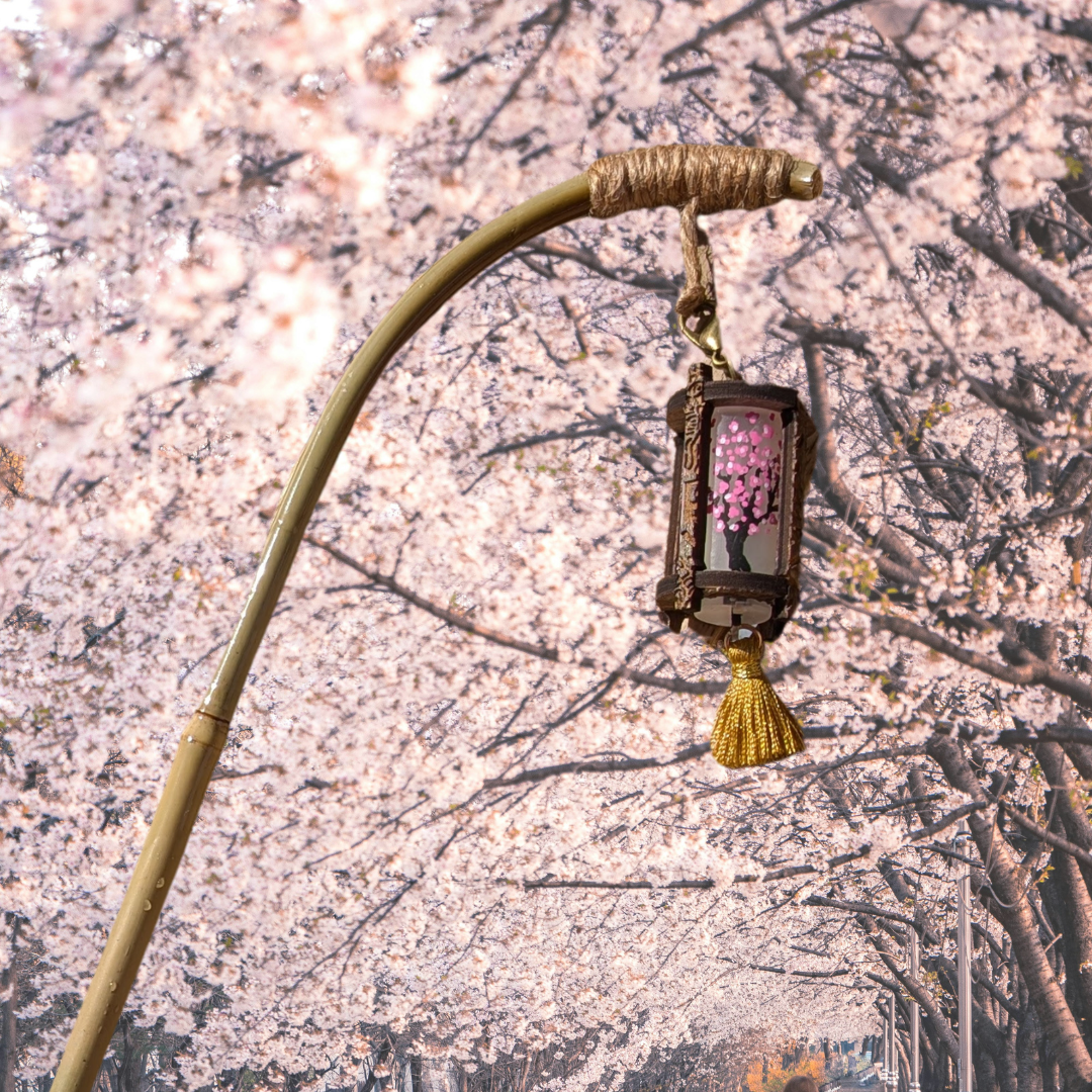 Springtime Sakura 4 Post Lamp Swizzle