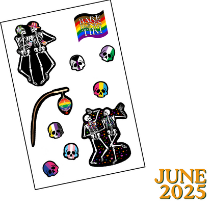 Bare Bones Tiki Sticker of the Month Club June 2025 Stickers