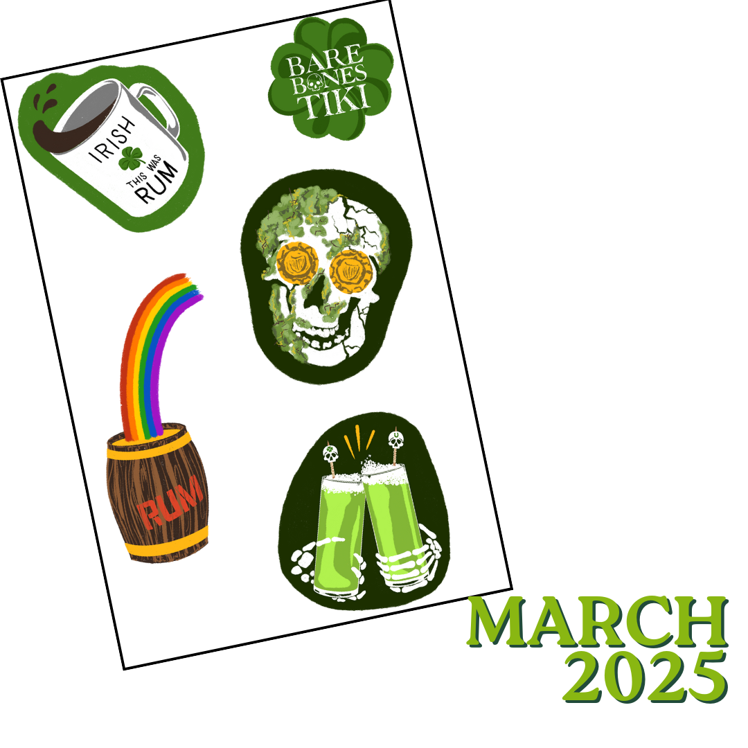 Bare Bones Tiki Sticker of the Month Club March 2025 Stickers